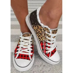 Demoshoes Women Casual 3D Printing Color Leopard Canvas Shoes