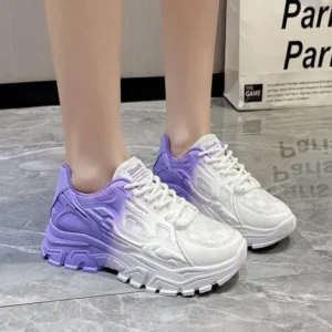 Demoshoes Women Fashion Platform Gradient Lace-Up Sneakers