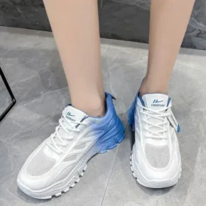 Demoshoes Women Fashion Round Toe Breathable Mesh Gradient Sneakers