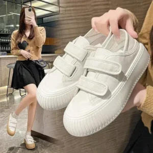 Demoshoes Women Fashion Round Toe Thick Sole Velcro Pu Sneakers