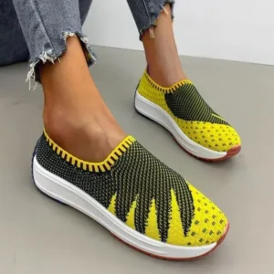 Demoshoes Women Fashion Fly Knit Breathable Platform Low Top Sneakers