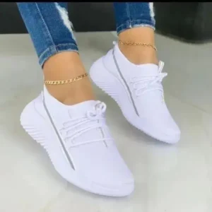 Demoshoes Women Fashion Breathable Lace-Up Flat Mesh Sneakers