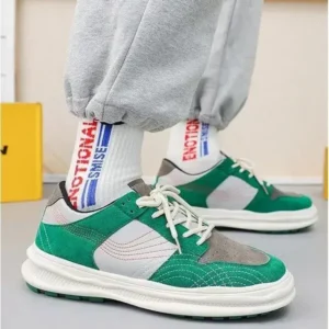 Demoshoes Men'S Retro Color-Block Thick-Soled Pu Sneakers