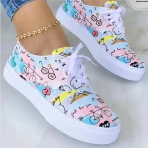 Demoshoes Graffiti Print Platform Canvas Shoes