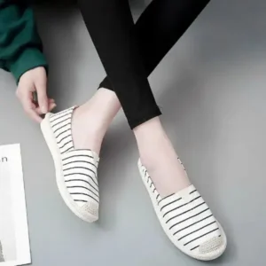 Demoshoes Fashion Stripe Pattern Design Women Round-Toe Casual Espadrilles Shoes