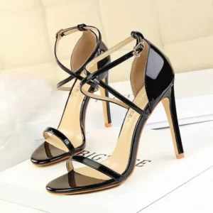 Demoshoes Women Fashion Sexy Hollow Cross Stiletto Heel Sandals