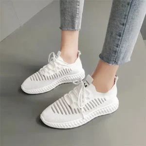 Demoshoes Women Fashion Mesh Cloth Lace-Up Sneakers