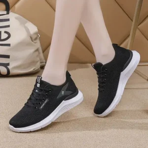 Demoshoes Women Sports Casual Lace Up Design Mesh Breathable Wedge Sneakers