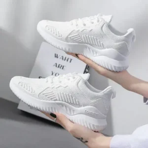 Demoshoes Women Fashion Sports Lace Up Design Mesh Breathable Platform Sneakers