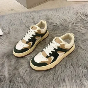 Demoshoes Women Fashion Lace Up Design Color Blocking Sneakers