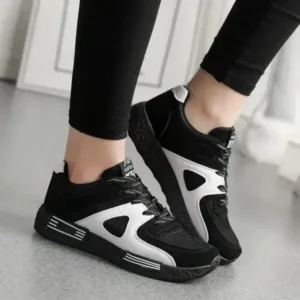 Demoshoes Women Fashion Sports Lace Up Design Mesh Breathable Wedge Platform Sneakers