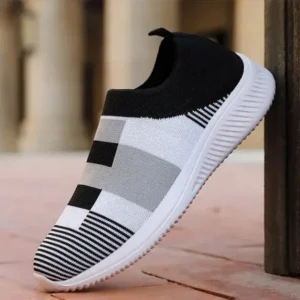 Demoshoes Women Casual Knit Design Breathable Mesh Color Blocking Flat Sneakers