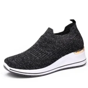 Demoshoes Women Casual Mesh Knit Design Breathable Comfort Wedge Platform Sneakers