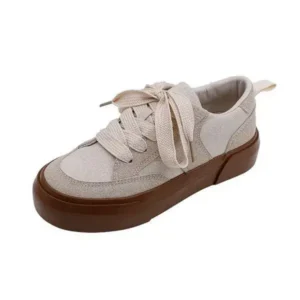 Demoshoes Women Casual Round Toe Lace Up Design Platform Sneakers