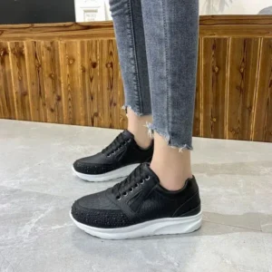 Demoshoes Women Casual Rhinestone Decor Fashion Plus Size Sports Running Shoes Round Toe Sneakers