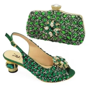 Demoshoes Fashion Rhinestone Design Party Women High Heel Peep Toe Sandals And Clutch Evening Bag Set