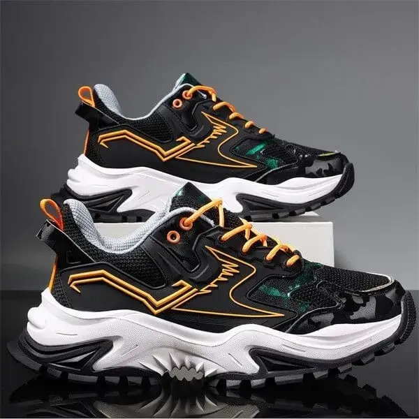 Demoshoes Men Spring Autumn Fashion Casual Colorblock Mesh Cloth Breathable Rubber Platform Shoes Sneakers