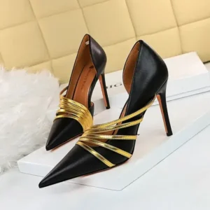 Demoshoes Women Fashion Sexy Pointed Toe Hollow Design Stiletto Shoes