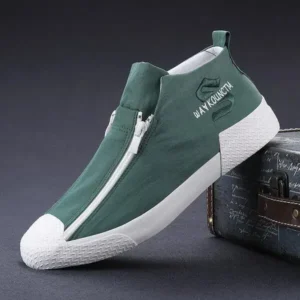 Demoshoes Men'S Casual Embroidery Zipper High Top Canvas Shoes