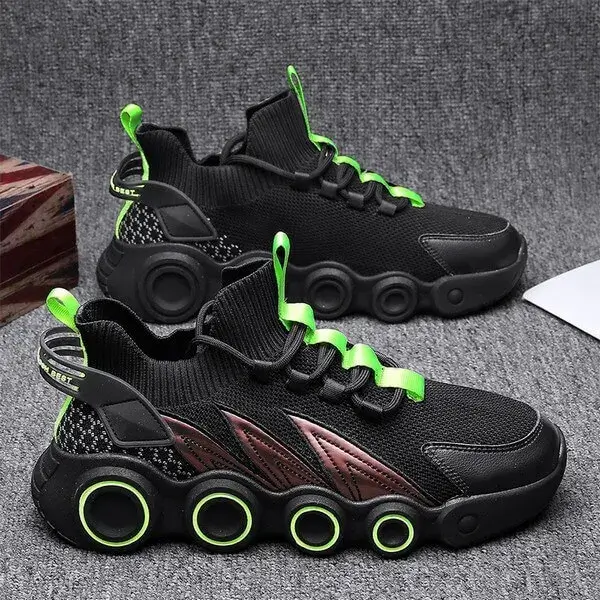 Demoshoes Men Spring Autumn Fashion Casual Mesh Cloth Breathable Gradient Rubber Platform Shoes High Top Sneakers