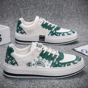 Demoshoes Men Fashion Cashew Flower Printed Canvas Sneakers