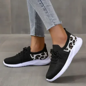 Demoshoes Women Casual Mesh Breathable Leopard Sneakers