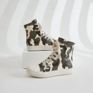 Demoshoes Women Fashion Casual Plus Size Camouflage Thick-Soled High Top Shoes