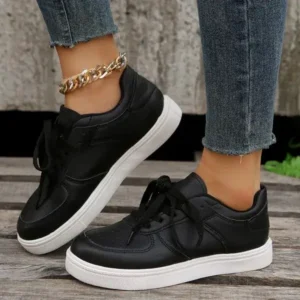 Demoshoes Women Fashion Casual PU Lace-Up Sneakers