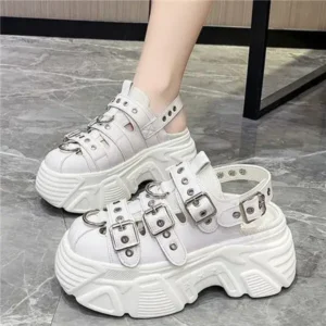 Demoshoes Women Fashion Platform Solid Color Sneakers